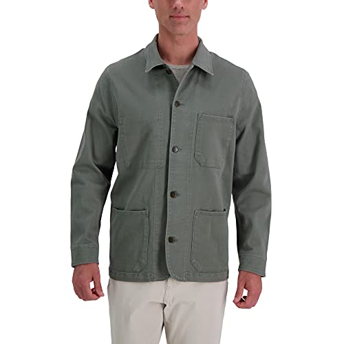Haggar Men's Lightweight Casual All Season Layering Jackets And Shirt Jackets, Moss Green, Small #TOP15
