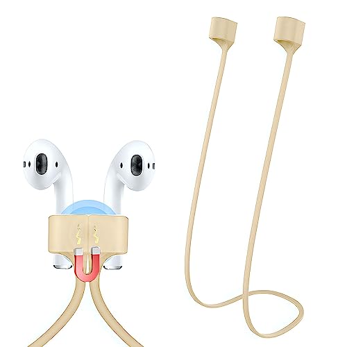 Image of LIRAMARK Magnetic Anti-Lost Strap Silicone Rope Wire Cable Connector String for AirPods Pro /Aipods Pro 2 / Airpods 1,2&3 / Earbuds (Cream)