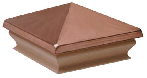 WoodwayCopper Pyramid Post Cap, fits 3.5" Post, with Premium Cedar Trim, Pack of 12