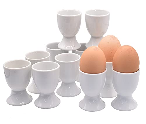 BeBuy24 Eierbecher 12 teilig Porzellan weiß Klassisches Design Set Preis Eier Becher Porzellan klassisch Cover