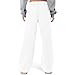 Women's Wide Leg Sweatpants Plus Size Fleece Lined Lightweight Drawstring Straight Elastic Waist Joggers with Pockets Baggy Lounge Fashion Vacation Outfits Pantalón Deportivo Mujer White X-Large