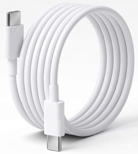 Image of USB Type C to Type C Fast Charging Cable 100W PD Super Fast Charge, High Speed Data Sync Cable Compatible with Samsung Galaxy S25 /S24 /S23 FE, A55 /A35 /M Series, OnePlus, Realme - Durable White Cable