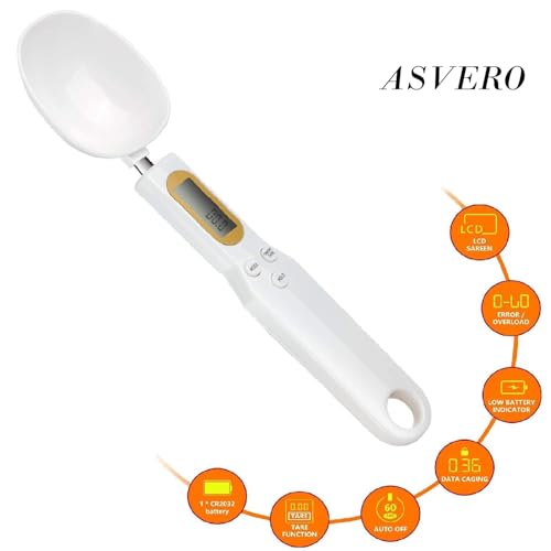 Image of Digital Spoon Scale for Kitchen | 0.1g Precision Electronic Measuring Spoon for Oil, Salt, Sugar & Spices | LCD Display Food Weight Spoon for Diet, Diabetes & Healthy Cooking