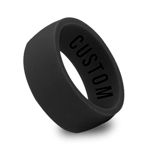 Personalized Broad Silicone Wedding Ring, Engagement Ring, Silicone Rubber Wedding Bands for Men Women, Custom Laser Engraved, Anniversary Idea for Couples