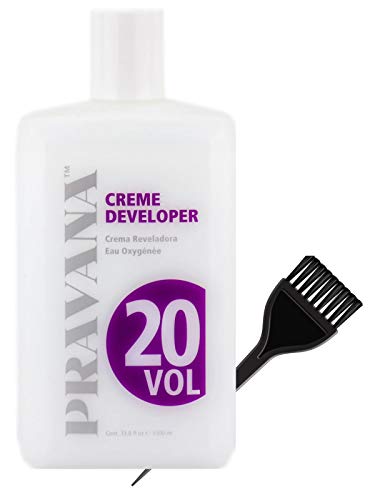 Pravana ChromaSilk Color Coloring Creme Developer (w/Sleek Brush) Chroma Silk Cream Hydrogen Peroxide for Permanent Haircolor Dye, Lighteners, Hair Color (20 Volume / 6% - 33.8 ounce)