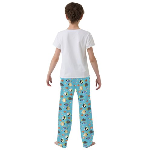 ZZXXB Swimming Fish Boys Long Pants Soft Trousers Elastic Waist Kids Lounge Bottoms with Pockets S-XL3
