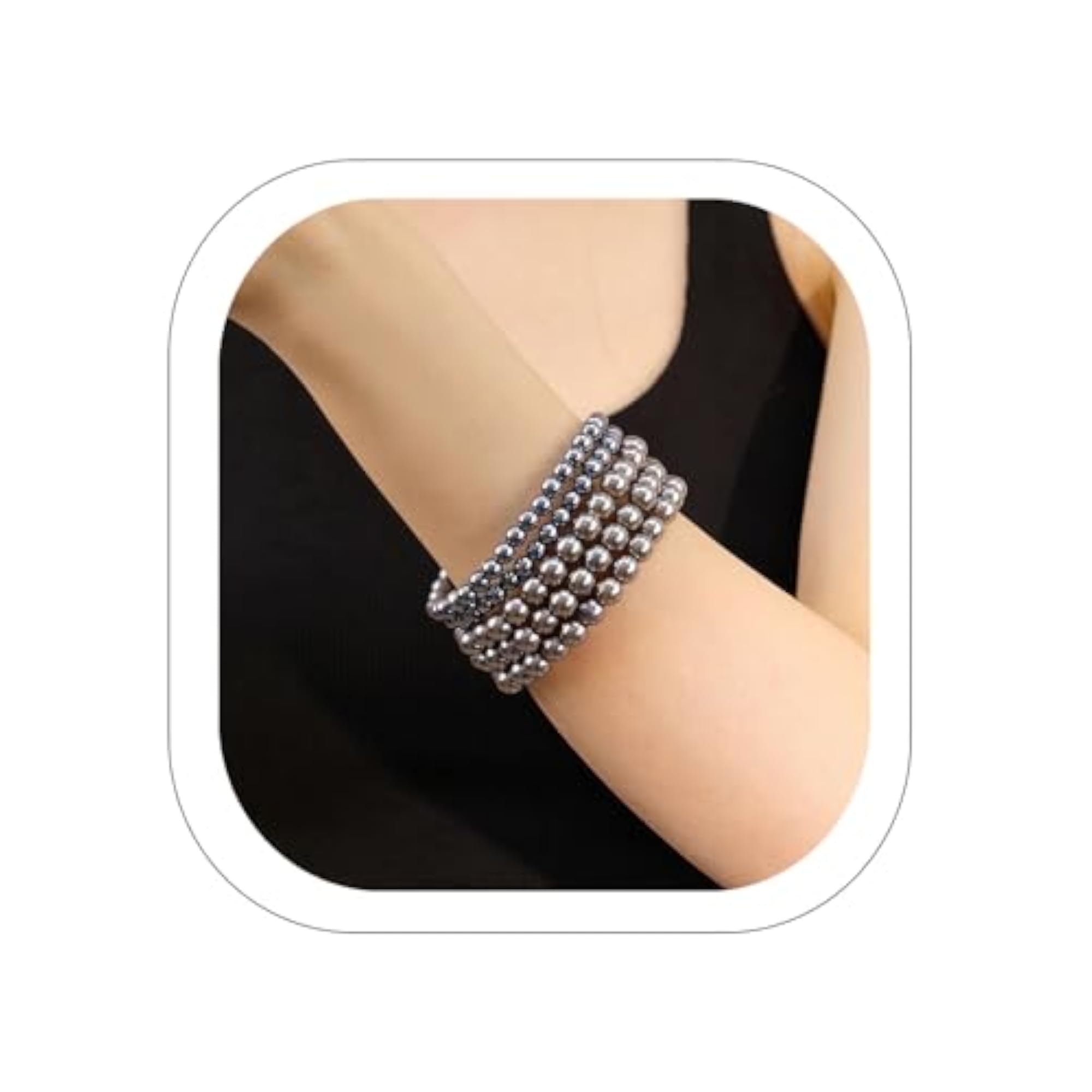5 Pieces Elegant Pearl Bracelet Set, Stackable Jewelry