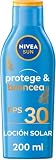 NIVEA SUN Protege & Broncea Leche Solar Activadora del Bronceado FP30 (1 x 200 ml),protección solar alta