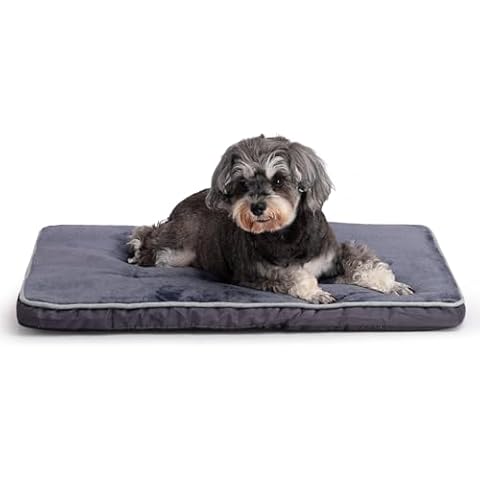 Hollypet Dog Bed Washable Plush Dog Cage Bed Soft and Comfortable Kennel Mat Non-Slip Pet Sleeping Mattress for Small Dog Breeds, 29x18x1.5 inch, Dark Gray Cover