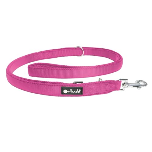 Petlando Hundeleine Mesh, 2,30 m Länge & 1,5 cm Breite für kleine Hunde, verstellbar & pflegeleicht, Farbe Fuchsia, Hands Free Führleine
