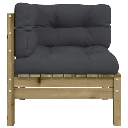 vidaXL Impregnated Pine Wood Corner Garden Sofa with Cushions - Outdoor Patio Furniture - Anthracite Comfort Cushions - Modular Lounge Seating for Terrace & Garden - Image 6
