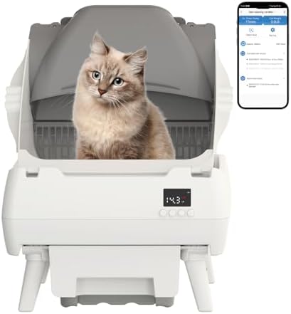 Automatic Cat Litter Box Self Cleaning - App Control, Open-Design,...