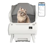 Automatic Cat Litter Box Self Cleaning - App Control, Open-Design, Smart Health Monitor, Suitable for Medium Cats and Kittens, Anti-Pinch Safety, Quiet Operation, A Trusted Companion for Life - White