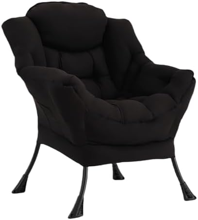 Welnow Lazy Chair for Adults,Modern Reading Accent Chair,Black Single