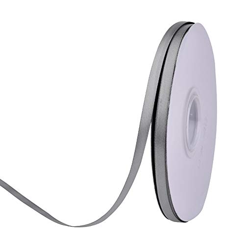 Ribest Silver Double Faced Satin Ribbon, 1/4 Inch Continuous 50 Yards