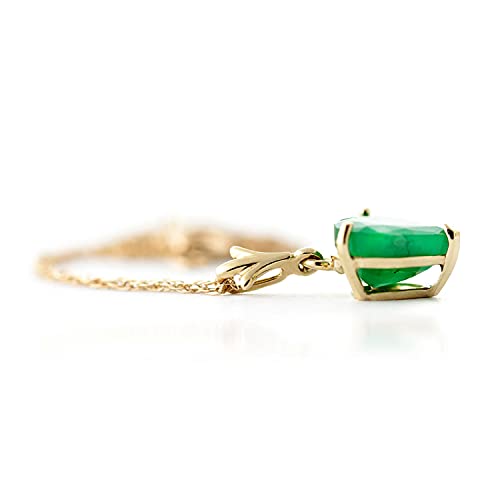 Galaxy Gold Gg 14K 18" Solid Yellow Gold Necklace With Natural 1.20Ct Emerald Heart Pendant #TOP4