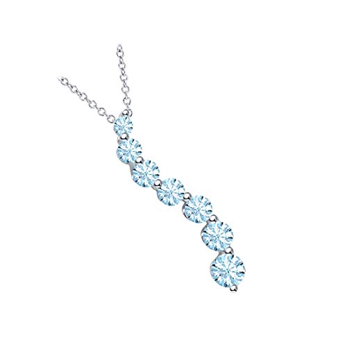 0.50ctw Journey Created Aquamarine Pendant-Necklace 18" Chain in 925 Sterling Silver2