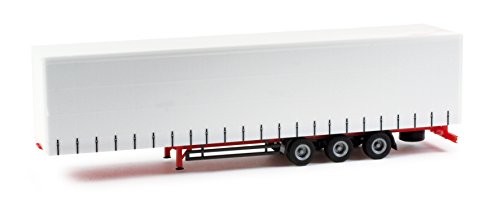 herpa 075664-Rimorchio a Letto Basso con Tenda, Colore Bianco, Medium, 075664