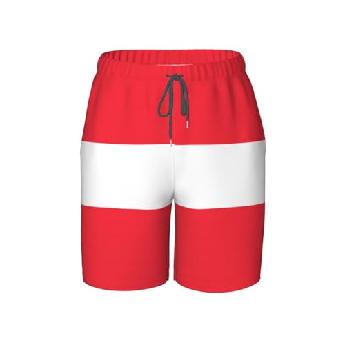 Austrian Flag Youth Beach Pants, Soft and Breathable, with Drawstring Waist, Suitable for Sports and Leisure.
