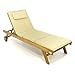 Nexos Divero Set Sonnenliege Holzliege Gartenliege Teakholz unbehandelt inkl. Räder, verstellbares Kopfteil, Auflage Creme