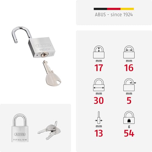 ABUS Cadenas à Clé Titalium AB64TI/30 - Aluminium, Anse en Acier – vue 2