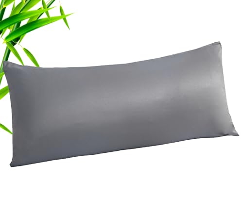 Image of TELUS Body Cooling Pillow Case Cover, Bamboo Rayon & Lyocell Pillowcase with Zipper Closure, Breathable Pillow Case for Hot Sleepers and Night Sweats, 20x54 inches, Deep Grey