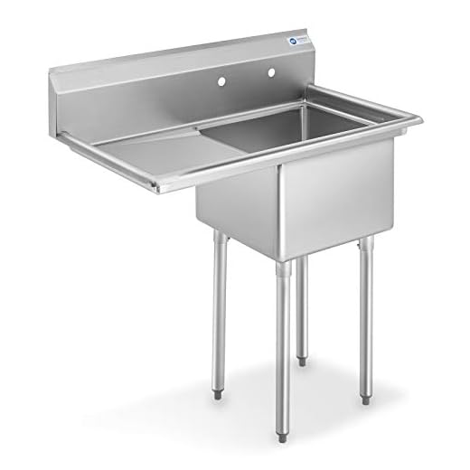GRIDMANN NSF Stainless Steel 18" Single Bowl Commercial Kitchen Sink with Left Drainboard - 12 in. Deep