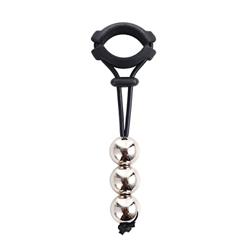 Tsukitoy ペニスリング 男性用コックリング ペニス 金属 ぶら下げビーズ付きペニス牽引器 ぺニス拘束具 多種用途 初心者 日常着可 調整式 -25mm||3ビーズ - 画像1