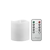 Stonebriar 6 Count White Real Wax 3x3 Flameless LED Pillar Candles with Remote and Timer