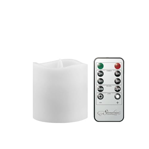 Image of Stonebriar 3 Count White Real Wax 3x3 Flameless LED Pillar Candles with Remote and Timer