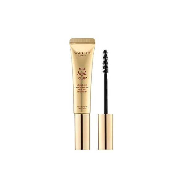 Wander Beauty Mile High Club Length + Define Black Mascara - Smudge-Proof, Lash Lengthening Mascara for a Full, Fanned Out Effect - Castor Oil + Peach Leaf Conditions & Strengthens - 0.31 fl oz