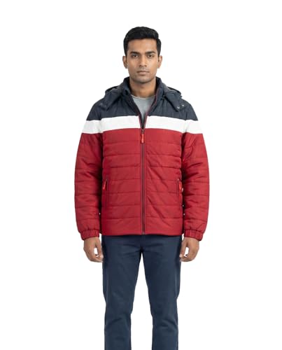 Image of Men's Thermal Jacket Triple Layer Insulated Winter Coat | Water Repellent Windproof Jacket with Detachable Hood | Warm Fleece Lined Travel Outdoor Jacket for Men