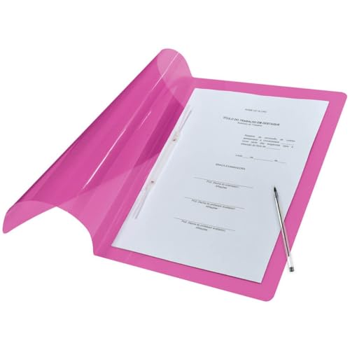 Pasta Plástica com Grampo e Trilho, Ofício, Pacote com 10 Unidades, Rosa, Dac