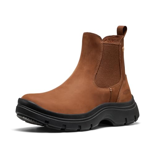 KEEN Women's Kosa Chelsea Classic Platform Style Comfortable Pull On Boots, Bison/Black, 8.5