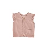 PEHR French Terry Ruffle Vest, Soft Peony | 100% Organic Cotton, Vintage-Washed French Terry, Light Layering Baby & Toddler Vest with Ruffle Sleeves | Sizes 6-12 Months