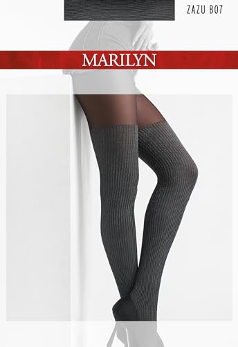 Image of MARILYN Mock Suspender Tights Over Knee Stockings Illusion Thigh High European Design