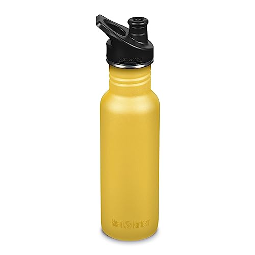 Klean Kanteen Classic Narrow Water Bottle with Sport Cap - Durable Stainless Steel Water Bottle - BPA-Free & Dishwasher-Safe - Old Gold, 18 oz