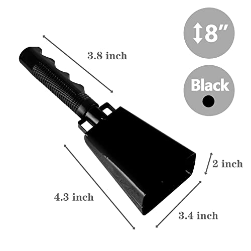 Cowbells 2Pcs,Steel Cow Bell 8 Inch With Handle,Cheering Hand Bell For Sports Events,Football Games,Party,Farm,Hand Chimes Musical Instruments (8 Inch, Black) #TOP2