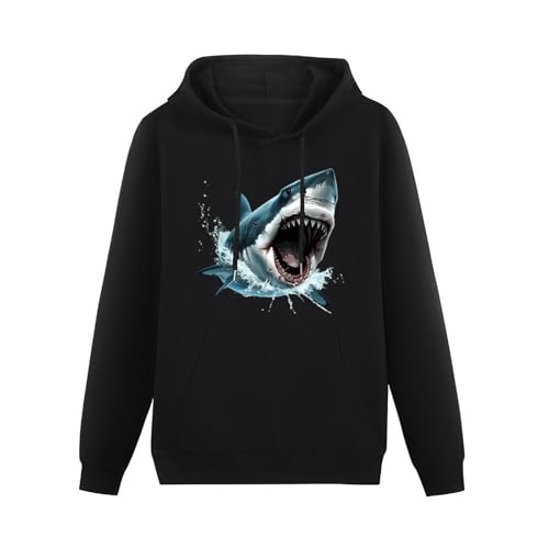 Shark Bite Unisex Casual Hoodies Long Sleeve Lightweight Pullover Tops Loose Sweatshirt with Pocket3