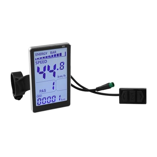 Electric Bike LCD Display 5 Pin E Scooter M5 Panel Meter Screen with Waterproof Connector E Bike Display Meter Control Panel Screen Suitable for 31.8 22.2mm Handlebar Electric Bike(No. 2 Protocol)