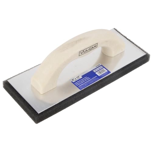 Edward Tools Vulcan Sponge Foam Float Trowel for Grout, Stucco, Cement, Plaster - Compact Sponge with Dense Texture for Perfect Finish - Ergonomic Masonry Tool Handle - 4” x 10”