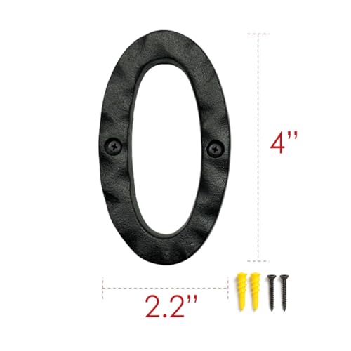 Image of NACH JS-RN4-0 Rustic Cast Iron House Numbers, 4 Inch, Black