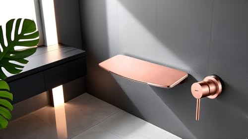 Image of Aquieen Luxury Series Wall Mounted Basin Mixer Hot & Cold with Diverter Body & Exposed Part Kit (Bianca) (Rose Gold)