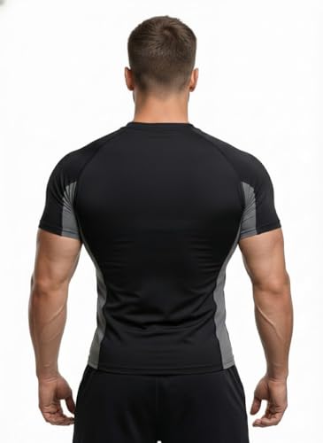 Image of JUSTWIN Men's Compression T-Shirt Half Sleeve | Slim Fit Gym & Workout T Shirt | Quick Dry Stretch Sports Tee for Running, Training & Fitness