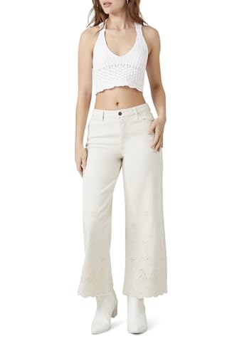 Forever 21 Women's Eyelet Wide-Leg Jeans
