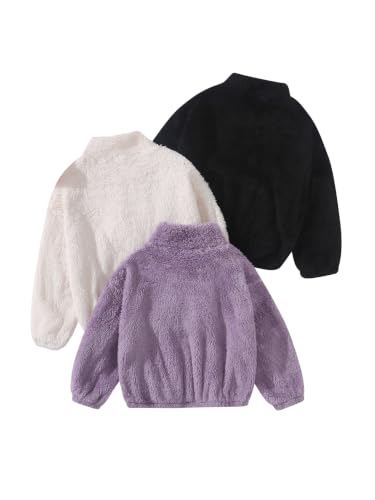Image of Girls Sweatshirts Quarter-zip Sherpa Fleece Pullover Fuzzy Jacket