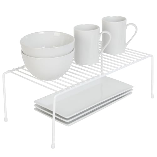 Smart Design Classic Storage Shelf – Large (16 in W x 8.5 in D x 5.75 in H), White –Steel Pantry Organizer with Rust-Resistant Finish and Non-Slip Feet for Easy Home Organization and Storage