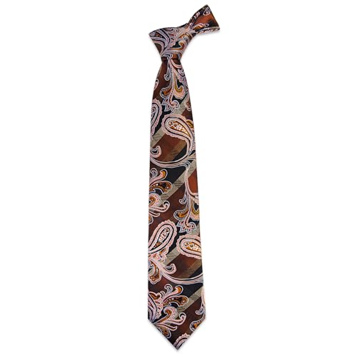 Image of YourTies Silk Paisley Floral Tie and Pocket Square Cufflinks with Lapel Pin Sets for Men 5PC Wedding Party