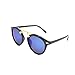 LEMON GRASS Women's Vintage Retro Round Mirrored Black Frame/Blue Lens Horned Rim Sunglasses LM-BFBLUE