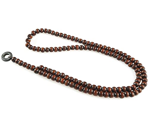 LOCAL LEAGUE Collier en Perles de Surf avec un Pendentif Métallique rond au look Cool LIFEGUARD AUSTRALIA pour Homme - MARRON FONCÉ Perles de Bois Tropical, pour Petit...